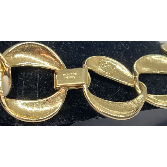 Vintage Napier Enamel White Links Flat Gold Chain Necklace - Picture 5 of 7